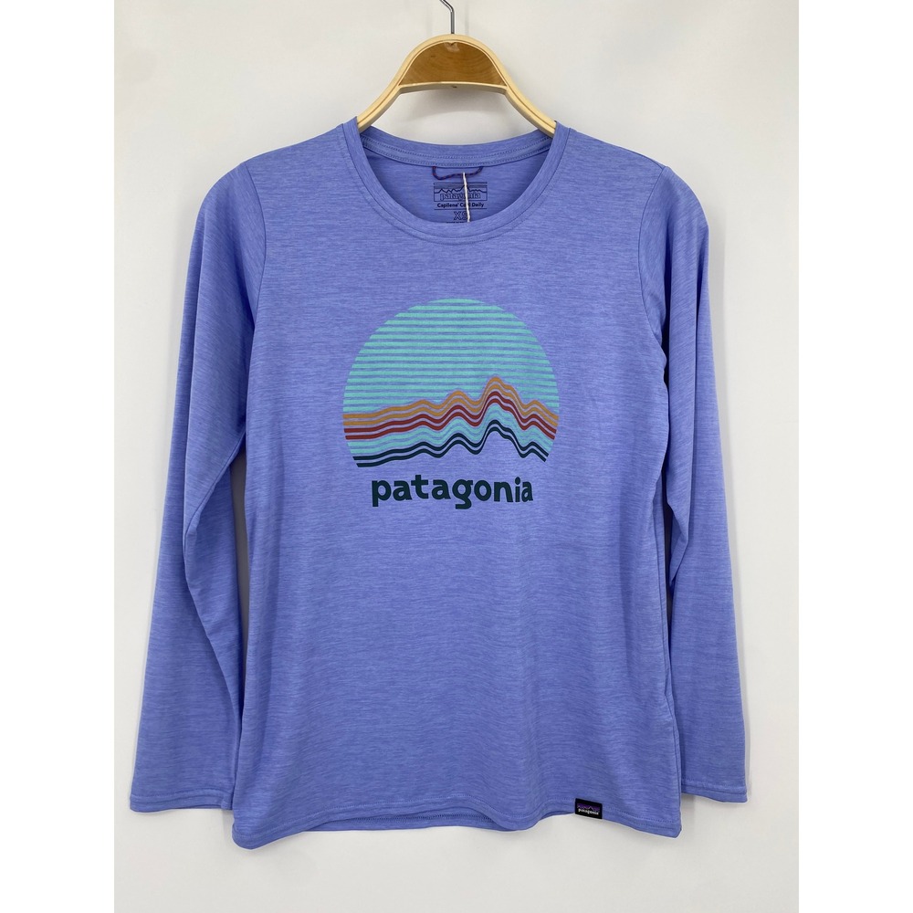 Patagonia Capilene Cool Daily Womens XS Blue Graphic Long Sleeve Shirt